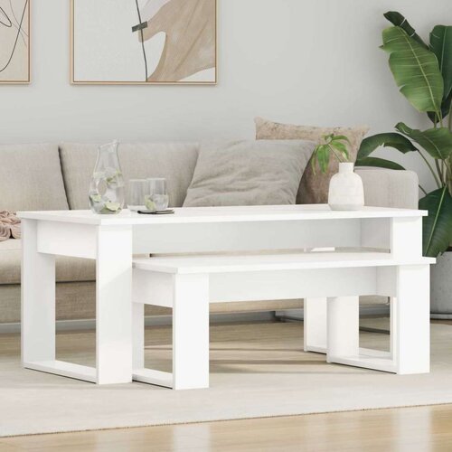  Set stolića za kavu 2 pcs Bijelo Konstruirano drvo Cijene