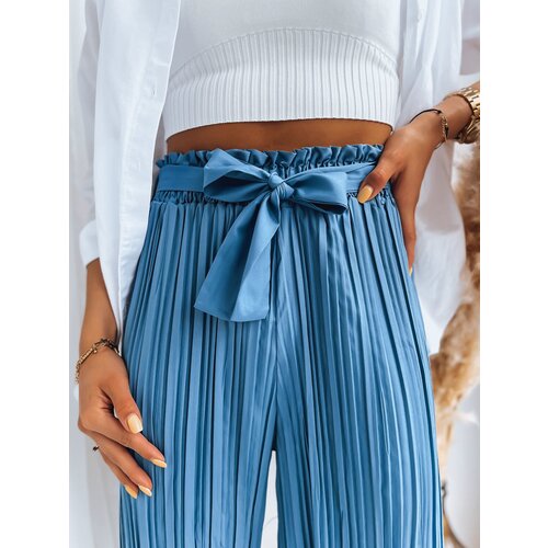 DStreet Women's Pressed Trousers RUFFLES Blue Cene