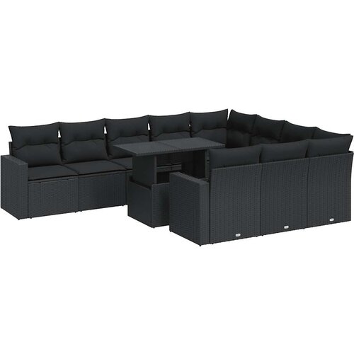 Maison Chic Seti vrtnega pohi&amp;scaron;tva - Vrtna garnitura - Vrtni pohi&amp;scaron;tvo set 11-delna z blazinami črn poli ratan, (21811407) Slike
