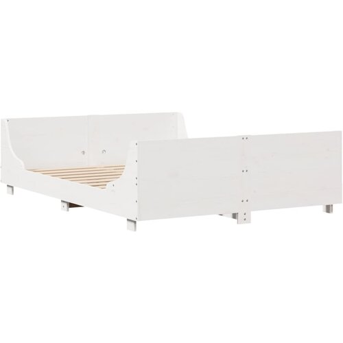 VidaXL Posteljni okvir z vzglavjem bel 150x200 cm trdna borovina, (21273491) Slike