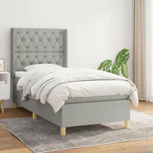  Box spring postelja z vzmetnico svetlo siva 80x200 cm blago, (20791449)