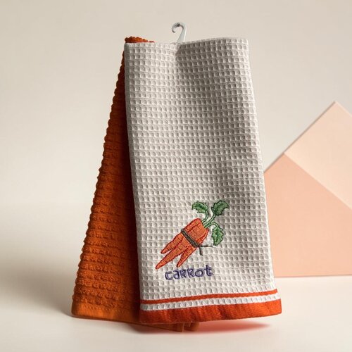 Viktorija Leskovac Set kuhinjskih krpa 40x60cm Wafle - Carrot Slike