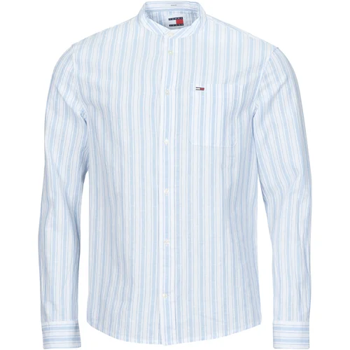 Tommy Jeans Srajce z dolgimi rokavi TJM MAO STRIPE LINEN BLEND SHIRT Večbarvna