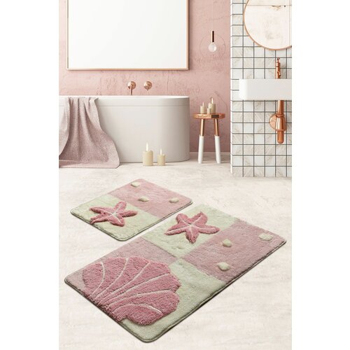 starfish - pink multicolor acrylic bathmat set (2 pieces) Slike