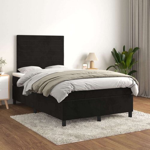 Box spring postelja z vzmetnico črna 120x200 cm žamet, (20894706) Cene