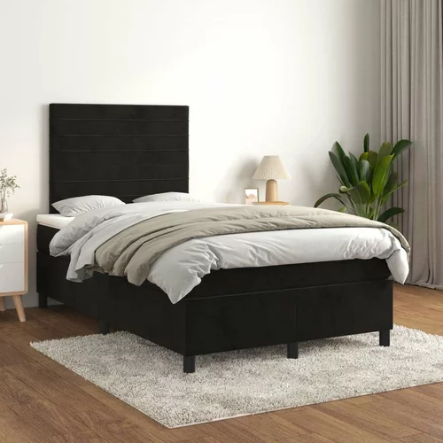 Box spring postelja z vzmetnico črna 120x200 cm žamet, (20894706)