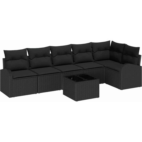  Sjedeća garnitura za vrt 7 kom. Crna poliratan 289 x 124 x 85 cm Slike