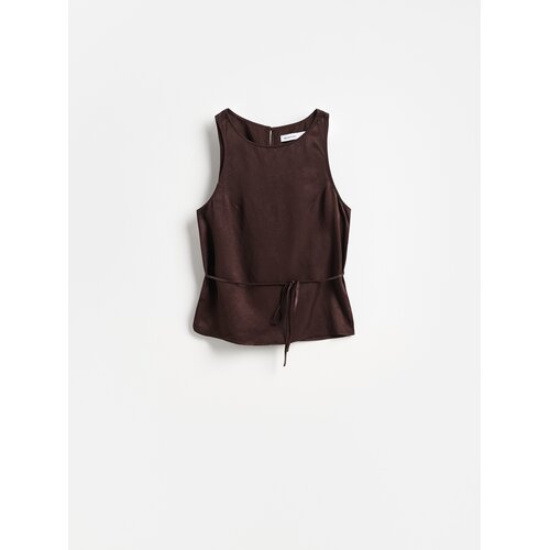 Reserved Bluza s dodatkom lana - tamnosmeđe Cijene