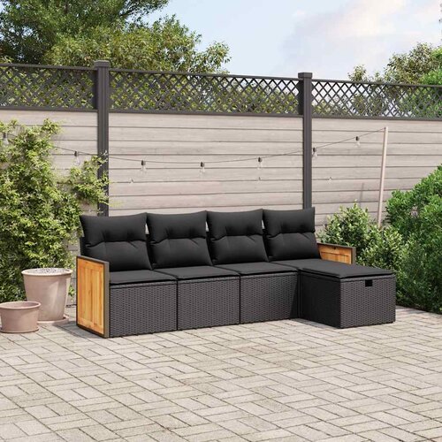  5-dijelna vrtna garnitura od poliratana s jastucima crna 59 x 62 x 69 cm Cene