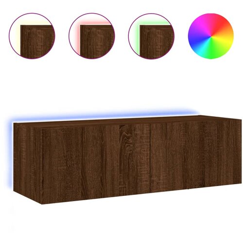 Maison Chic Stenska TV omarica - TV stojalo - Televizijska omarica z LED lučkami rjavi hrast 100x35x31 cm, (21699950) Cene