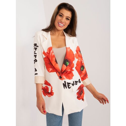 Fashion Hunters Cream blazer with floral print Slike