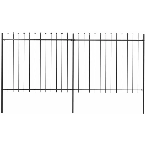 vidaXL Vrtna ograja s koničastimi vrhovi jeklo 3,4x1,5 m črna