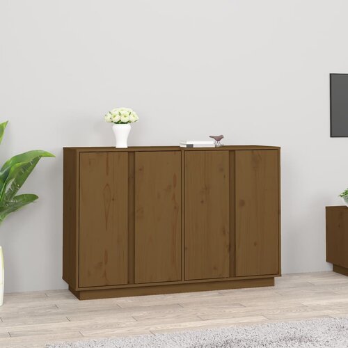  Komoda smeđa boja meda 120 x 35 x 80 cm od masivne borovine Slike
