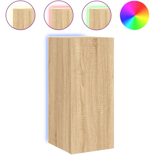 VidaXL Zidni TV ormarić s LED svjetlima boja hrasta 30,5 x 35 x 70 cm Slike