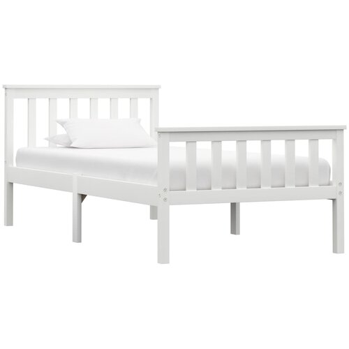 VidaXL Okvir za krevet od masivne borovine bijeli 90 x 200 cm Slike