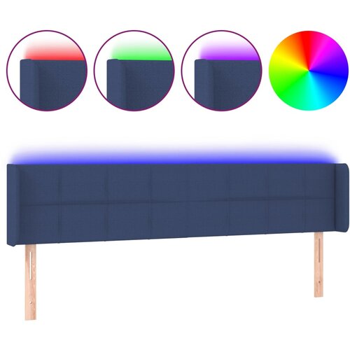 Maison Chic led posteljno vzglavje - vzglavna omarica - nočna omarica modro 183x16x78/88 cm blago, (21710630) Slike