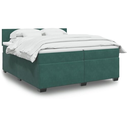 vidaXL Box spring postelja z vzmetnico temno zelena 200x200 cm žamet Cene