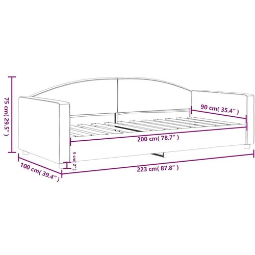VidaXL Dnevni krevet crni 90 x 200 cm od tkanine Slike