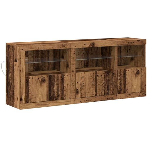 Stranski bife z LED svetili Stari les 162x37x67 cm Izdelan les Slike