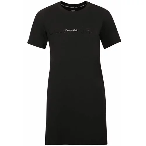 Calvin Klein EMBOSSED ICON LOUNGE-S/S NIGHSHIRT Ženska haljina, crna, veličina