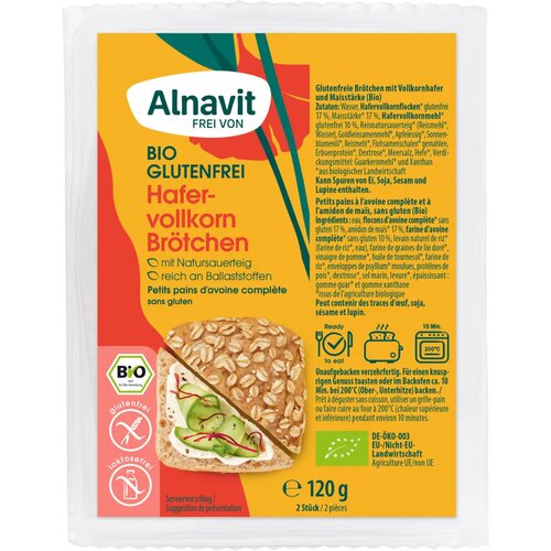 Alnavit Bio peciva od cjelovitog zrna zobi - 120 g Slike
