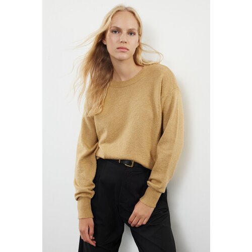 Trendyol Beige Wool Wide Pattern Basic Knitwear Sweater Cene