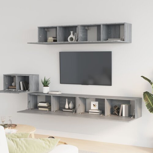  5-dijelni set TV ormarića sivog sonome konstruirano drvo Slike