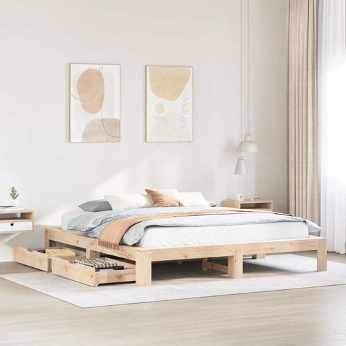 Furnova Posteljni okvir brez vzmetnice 200x200 cm trdna borovina, (22055584) Slike