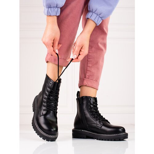 Big Star Women&amp;#039;s ankle boots black laced BIG STAR KK274538 Slike