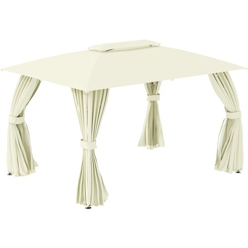 Outsunny Vrtni gazebo 3,95x2,95m z dvojnim nadstreškom, stenami iz poliestra in jeklenim okvirjem, za teraso in teraso, bež, (20708543) Cene