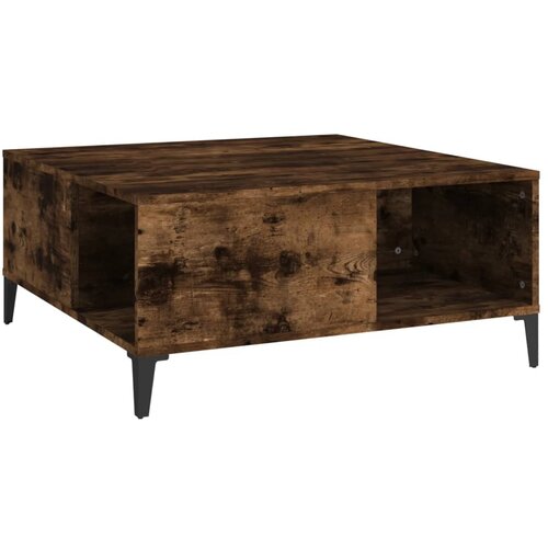 Maison Chic Klubska mizica - kavna mizica - Nizka mizica dimljeni hrast 80x80x36,5 cm inženirski les, (21755280) Slike