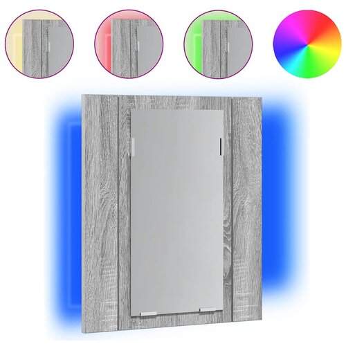  LED kupaonski ormarić s ogledalom boja hrasta 40x12x45cm drveni Siva Slike