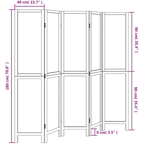  Sobna pregrada s 5 panela tamnosmeđa masivno drvo paulovnije 40 x 200 cm Slike