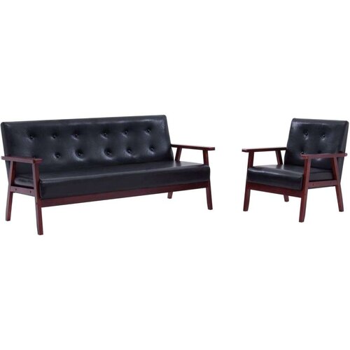  2-dijelni set sofa od umjetne kože crni Cijene