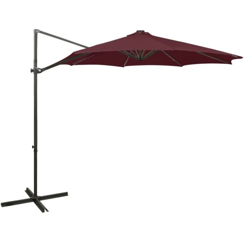  Konzolni vrtni suncobran sa stupom i LED svjetlima 300 cm bordo Slike