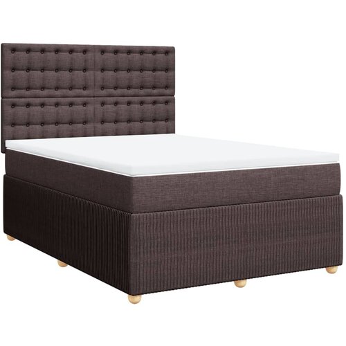 VidaXL Box spring postelja z vzmetnico temno rjava 140x200 cm blago, (21310273) Slike