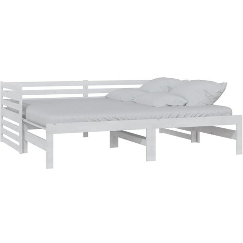 VidaXL Izvlečna dnevna postelja bela trdna borovina 2x(90x200) cm, (20606058) Slike