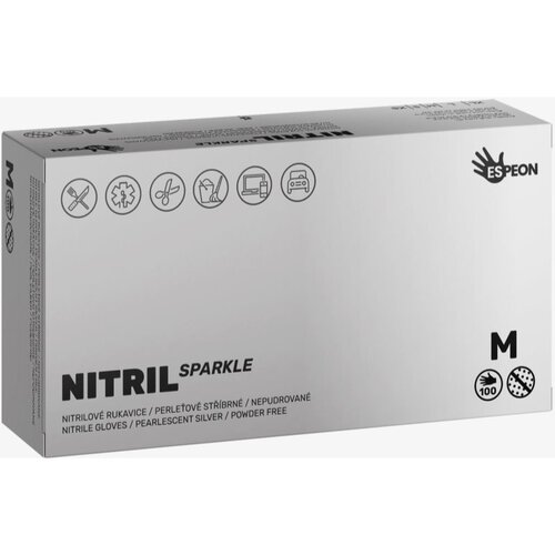 Espeon Nitril Sparkle Pearlescent Silver nitrilne rukavice bez pudera veličina M 2x50 kom Cijene