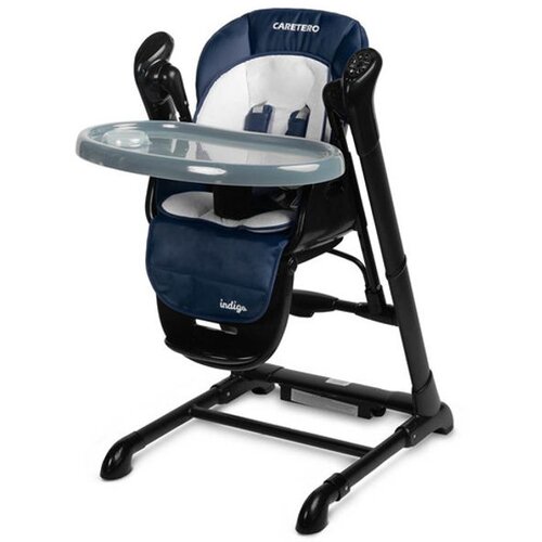 CARETERO Indigo Black hranljiva stolica + ljuljačka plava Cene