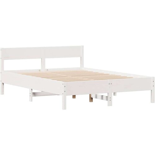 VidaXL okvir kreveta bez madraca bijeli 140 x 190 cm masivna borovina Slike