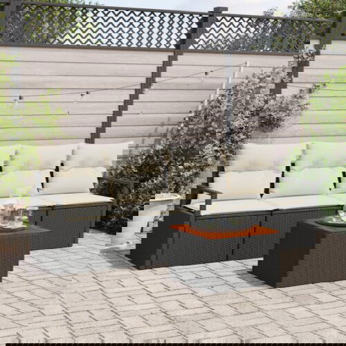  Vrtna garnitura od 5 komada s jastučićima crni poli ratan akacija Slike