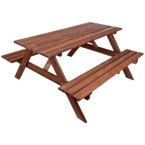 Rojaplast Tamno smeđi vrtni blagovaonski set od masivnog drveta za 4 osobe Piknic – Cijene