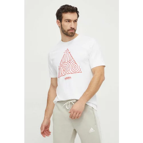 Adidas Bombažna kratka majica TIRO moška, bela barva