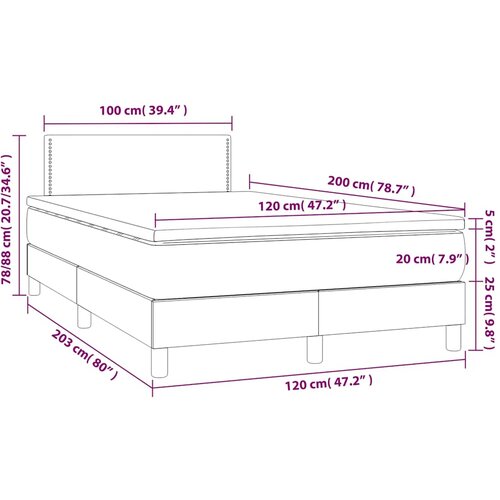  Krevet box spring s madracem LED tamnoplavi 120x200 cm bar&amp;scaron;un Slike