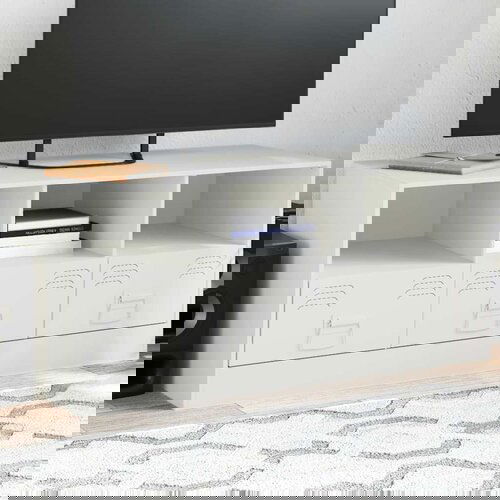 Furnova TV omarica bela 99x39x44 cm jeklo, (21922730) Slike