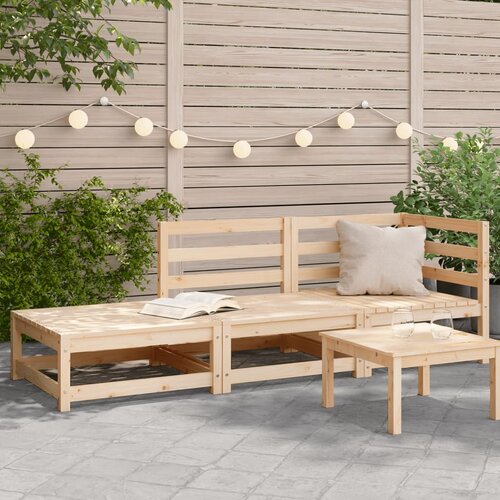  The Living Store Vrtni kavč s stolčkom za noge dvosed trdna borovina - Vrtni Kavč, (21443834) Slike