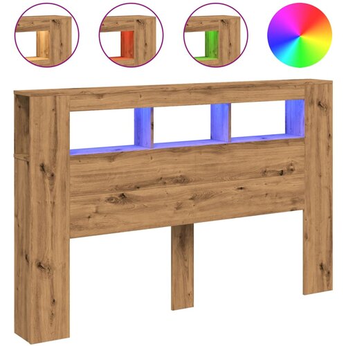 Maison Chic led posteljno vzglavje - vzglavna omarica - nočna omarica artisan hrast 160x18,5x103,5 cm inž. les, (21709282) Slike