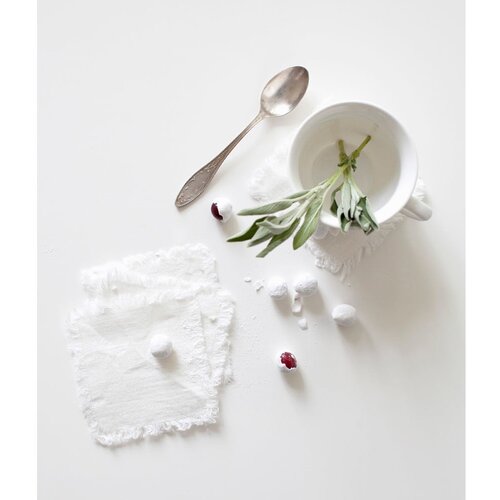 Linen Tales Set od 4 bijela platnena podmetača Classic, 10 x 10 cm Cijene
