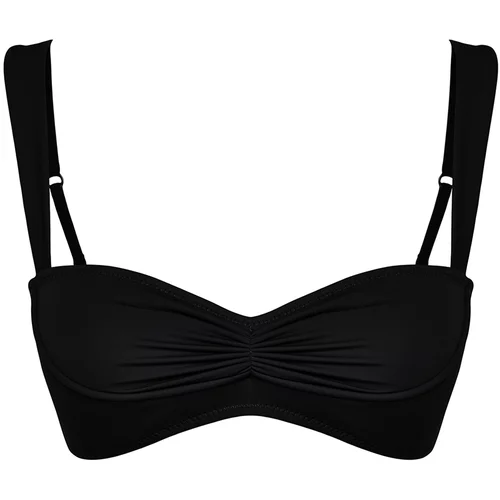 Trendyol Black Bralette Gathered Bikini Top