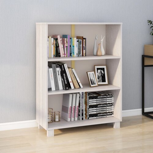 VidaXL knjižna omara bela 85x35x112 cm trdna borovina Slike
